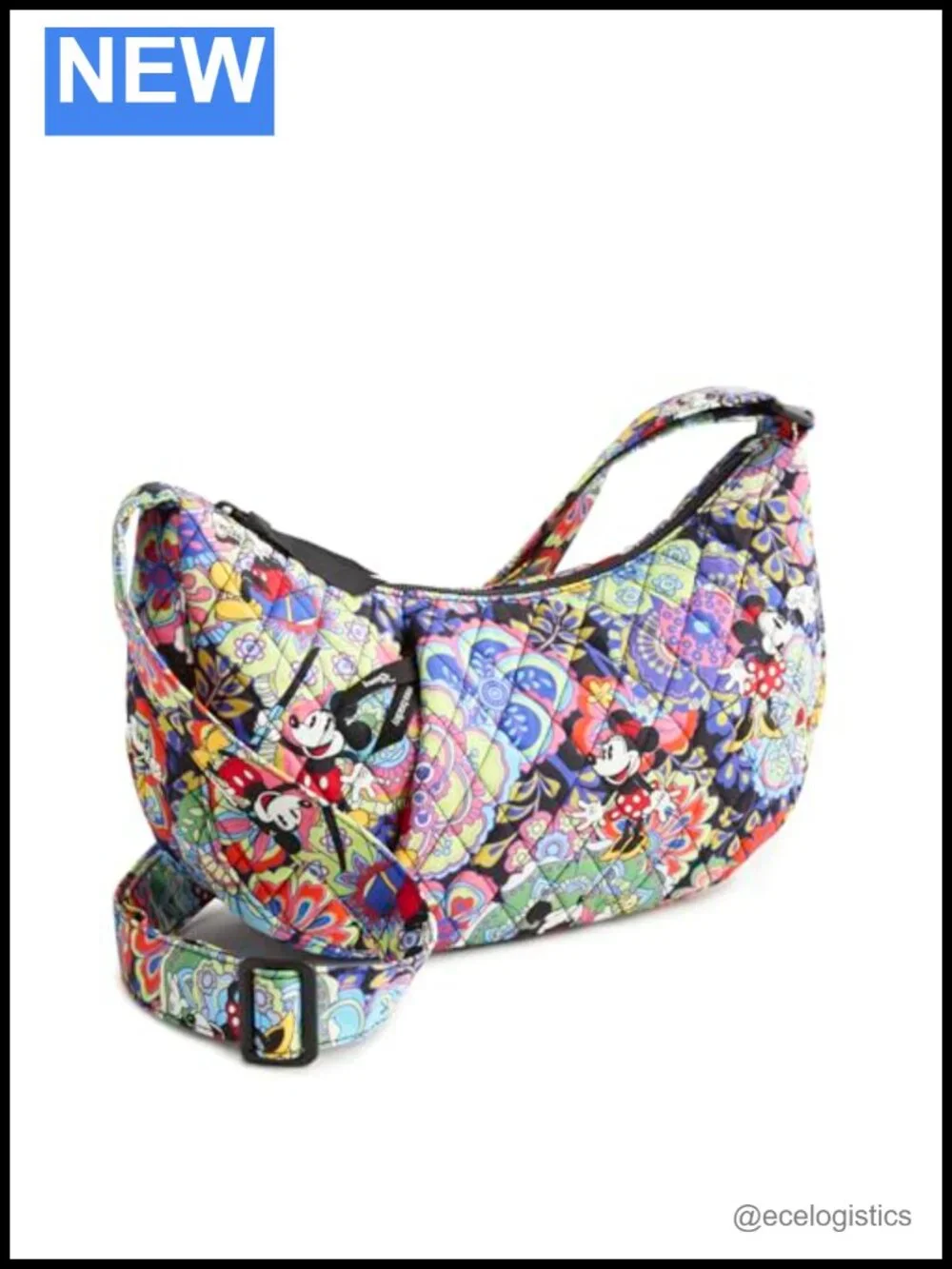 Disney Premium Cotton Kimmel Sling Crossbody Crescent Shoulder Purse Mickey